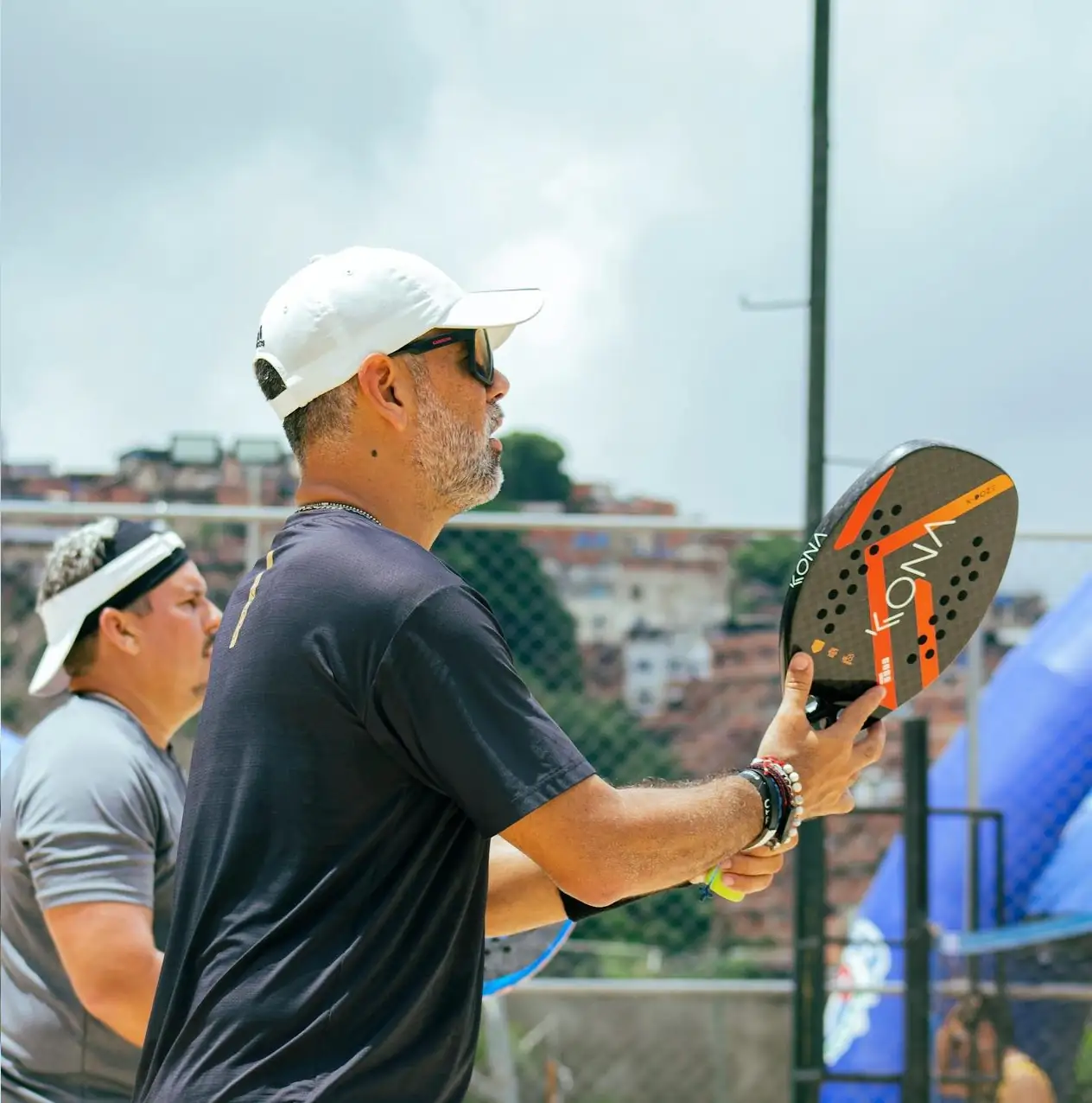 Male pickleball coach side profile, available for private mobile pickleball lessons in Atlanta, GA.